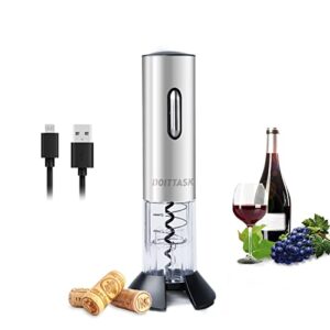 doittask wine opener, electric automatic corkscrew, rechargeable cordless wine bottle openers with foil cutter and usb charging cable for wine lover gift set (stainless steel)