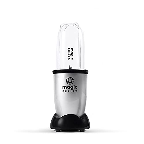 M.B Magic Bullet Essential Personal Blender, Silver - 250W Motor with Tall Cup, stainless steel cross blade and 1 to-go lid