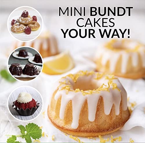 Nostalgia MyMini Lava & Bundt Cake Maker-mini breads, mini muffins, compact size (Gold)