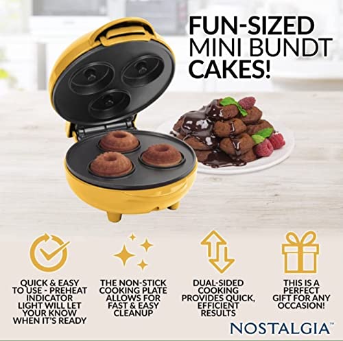 Nostalgia MyMini Lava & Bundt Cake Maker-mini breads, mini muffins, compact size (Gold)