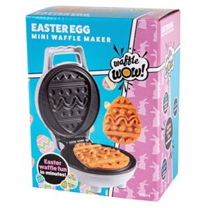 Mini Easter Egg Waffle Maker - Make Double Sided Easter Waffle or Pancake w 2 Different Holiday Designs, Ready to Decorate & Frost, Breakfast Fun for Kids, Children & Adults - Easter Basket Stuffer