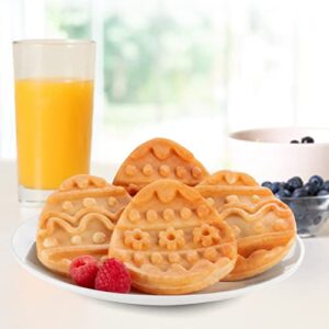 Mini Easter Egg Waffle Maker - Make Double Sided Easter Waffle or Pancake w 2 Different Holiday Designs, Ready to Decorate & Frost, Breakfast Fun for Kids, Children & Adults - Easter Basket Stuffer