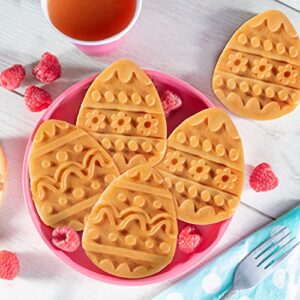 Mini Easter Egg Waffle Maker - Make Double Sided Easter Waffle or Pancake w 2 Different Holiday Designs, Ready to Decorate & Frost, Breakfast Fun for Kids, Children & Adults - Easter Basket Stuffer