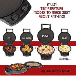 Courant Pizza Maker, 12 Inch Pizza Cooker and Calzone Maker, with Timer &Temperatures control, 1440 Watts Pizza Oven convert to Electric indoor Grill, Black