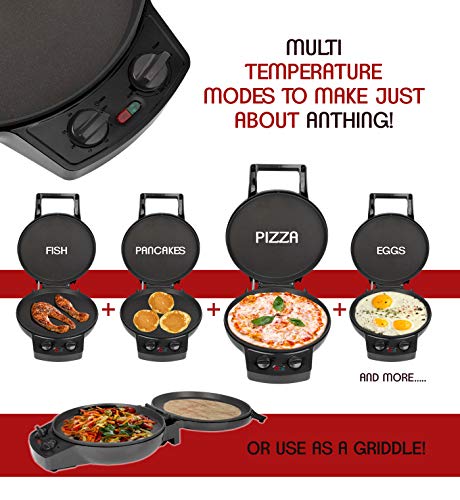 Courant Pizza Maker, 12 Inch Pizza Cooker and Calzone Maker, with Timer &Temperatures control, 1440 Watts Pizza Oven convert to Electric indoor Grill, Black
