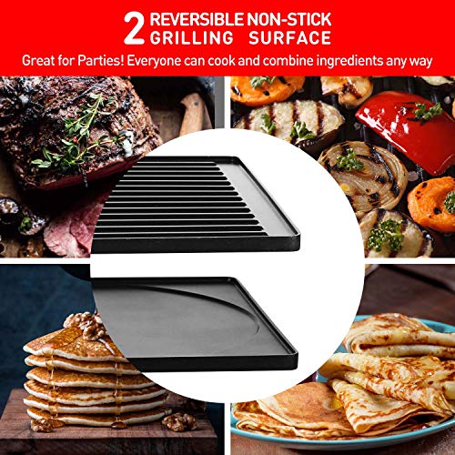 Raclette Table Grill, Techwood Electric Indoor Grill Korean BBQ Grill, Removable 2-in-1 Non-Stick Grill Plate, 1500W Fast Heating with 8 Cheese Melt Pans, Ideal for Parties and Family Fun