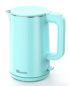 wamife 1.5l electric kettle water boiler stainless steel inner 1500w hot water kettle cool touch electric water kettle fast heating, blue