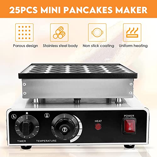 Mini Pancakes Maker LIVOSA 25PCS Muffin Machine 110V Household Electric Pancake Machine with Accessories Kitchen Appliances for Muffins and Pancakes