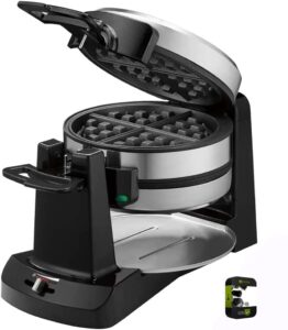 cuisinart waf-f40 double flip belgian waffle maker black/stainless bundle with 1 yr cps enhanced protection pack