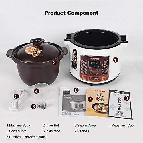 Tianji DGD40-40LD Electric Stew Pot, 4L Full-automatic Slow Cooker, Ceramic Inner Pot, 120V, 600W,3~6 people