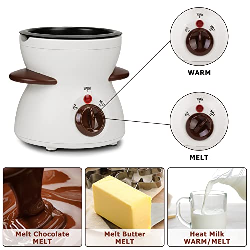 Micnaron Chocolate Fondue Pot Electric Chocolate Melting Pot Chocolate Maker Chocolate Marshmallow Candy Melting Warming Fondue Set Dipping Pot with 10pcs Forks & Removable Pot for Party, White