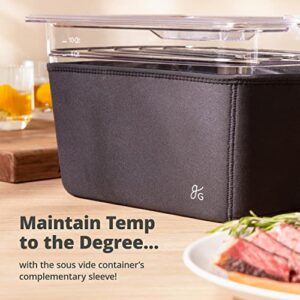 Greater Goods Pro Sous Vide Kit - An 1100 Watt, Powerful, Precise Sous Vide Cooker and Premium, Plastic Container with Sous Vide Rack, Lid, and Neoprene Sleeve | Designed in St. Louis