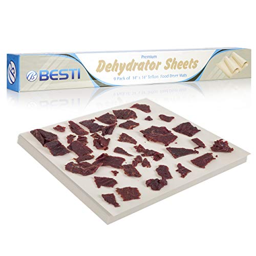 Premium Dehydrator Sheets (Pack of 9) by Besti | Non-Stick Reusable Teflon Food Dryer Mats for Excalibur Trays|Fit Models 2500, 2900, 3500, 3900, 3926t|Multipurpose Cooking & Baking Liners |14" x 14"