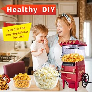 GVAKMM Retro Cart Popcorn Machine Hot Air Popcorn Maker Home Protable Popcorn popper Machine For Party Movie Night and Birthday Gift