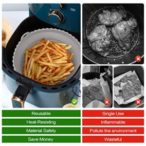 Air Fryer Silicone Liners with Brush, 2Pcs Reusable Food Safe Air Fryers Basketfor 3-6 QT, Easy Cleaning Foldable Air Fryer Accessories for Oven Microwave