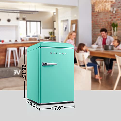 Galanz GLR25MGNR10 Retro Compact Refrigerator, Mini Fridge with Single Doors, Adjustable Mechanical Thermostat with Chiller, Green, 2.5 Cu Ft