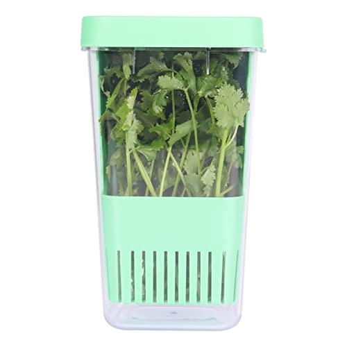 LUVCOSY Herb Keeper, BPA-Free Plastic Herb Saver with an Inner Basket for Cilantro, Mint, Parsley, and Asparagus, Keeps Fresh Herbs for 3 Times Longer,1Pcs, Blue