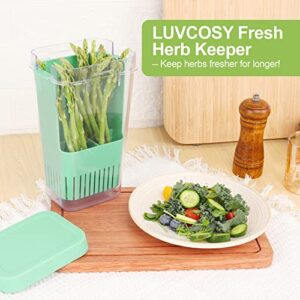 LUVCOSY Herb Keeper, BPA-Free Plastic Herb Saver with an Inner Basket for Cilantro, Mint, Parsley, and Asparagus, Keeps Fresh Herbs for 3 Times Longer,1Pcs, Blue