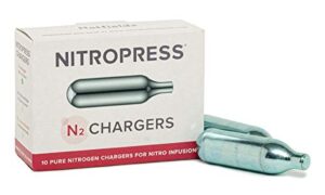 hatfields london nitropress coffee cocktail chargers, use with nitropress instant nitrogen diffuser for nitro cold brew coffee (10 cartridges)