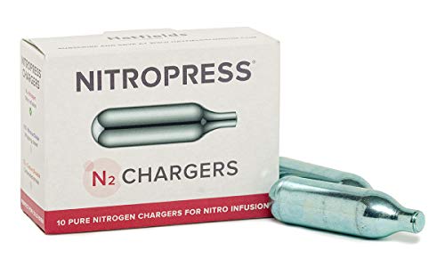 Hatfields London NitroPress Coffee Cocktail Chargers, Use with NitroPress Instant Nitrogen Diffuser for Nitro Cold Brew Coffee (10 Cartridges)