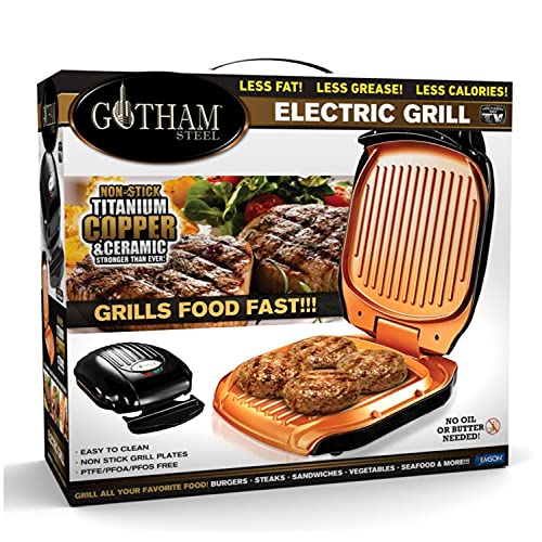 Gotham Steel Electric Grill Low Fat Multipurpose Sandwich Grill with Nonstick Copper Coating – As Seen on TV Large