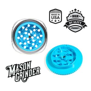 2 Piece Herb Grinder with Holes by Mason Grinder - Large Mouth - 2 Piece Herb Grinder with Holes - Fits on Wide Mason Jars (Jar Not Included)