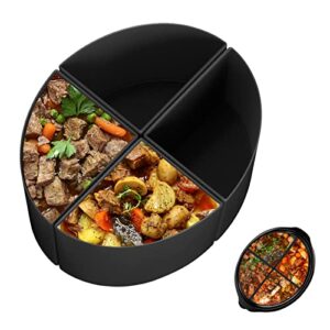 4 In 1 Slow Cooker Divider Liner Fits 6 QT Crockpot, 4 Grids Silicone Crockpot Divider, Cooking Liner for Round and Oval Slow Cooker, Reusable/Leakproof/BPA Free/Dishwasher - Black