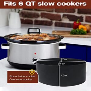 4 In 1 Slow Cooker Divider Liner Fits 6 QT Crockpot, 4 Grids Silicone Crockpot Divider, Cooking Liner for Round and Oval Slow Cooker, Reusable/Leakproof/BPA Free/Dishwasher - Black