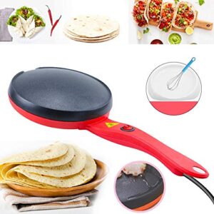 portable electric crepe maker, 110v non-stick coating crepe pan, auto temperature control for crepes, pancakes, bacon, tortilla