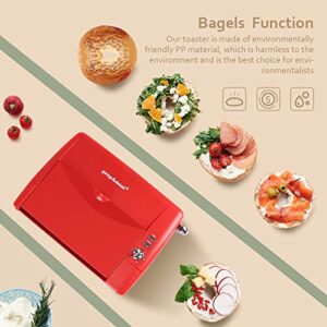 prepAmeal Long Slot Toaster 2 Slice Toaster with 6 Shade Settings, Bagel / Cancel, Extra Wide Slots, Removable Crumb Tray, for Bagels, Waffles, Breads, Puff Pastry, Snacks (2-Slice, Red)