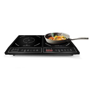 cuisunyo double induction cooktop power sharing portable induction burner 1800w countertop temperature and power settings electric burner with timer and digital control