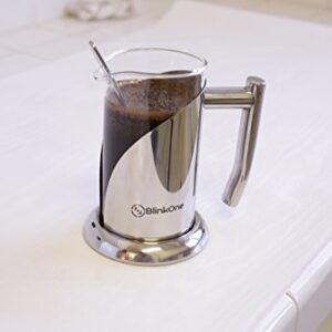 BlinkOne French Press: Single, Double and Up-to Three Serve Cup Espresso Coffee Maker (12 Oz)