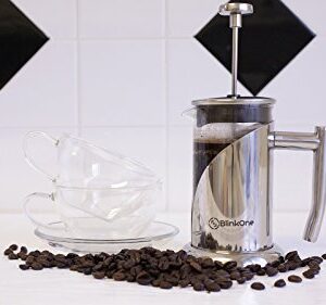 BlinkOne French Press: Single, Double and Up-to Three Serve Cup Espresso Coffee Maker (12 Oz)