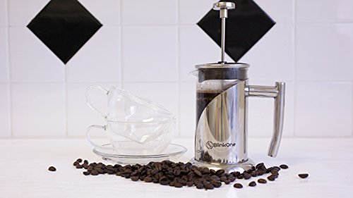 BlinkOne French Press: Single, Double and Up-to Three Serve Cup Espresso Coffee Maker (12 Oz)