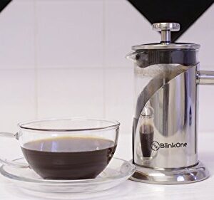 BlinkOne French Press: Single, Double and Up-to Three Serve Cup Espresso Coffee Maker (12 Oz)