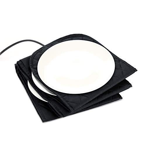 Navaris Electric Plate Warmer - 10 Plate Blanket Heater Pockets for Warming Dinner Plates to 165 Degrees in 10 Minutes - Thin Folding Design - Black
