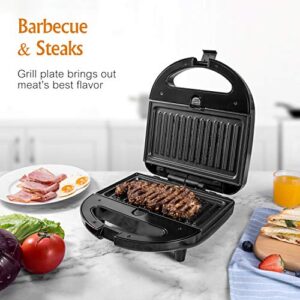 OSTBA Sandwich Maker 3-in-1 Waffle Iron, 750W Panini Press Grill with 3 Detachable Non-stick Plates, LED Indicator Lights, Cool Touch Handle, Easy to Clean