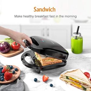 OSTBA Sandwich Maker 3-in-1 Waffle Iron, 750W Panini Press Grill with 3 Detachable Non-stick Plates, LED Indicator Lights, Cool Touch Handle, Easy to Clean