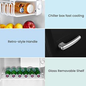 COMFEE 1.6 Cubic Feet Solo Series Retro Refrigerator Sleek Appearance HIPS Interior, Energy Saving, Adjustable Legs, Temperature Thermostat Dial, Removable Shelf, Perfect for Home/Dorm/Garage [black]