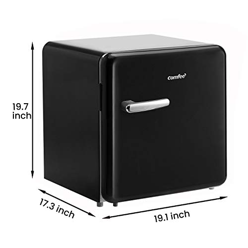 COMFEE 1.6 Cubic Feet Solo Series Retro Refrigerator Sleek Appearance HIPS Interior, Energy Saving, Adjustable Legs, Temperature Thermostat Dial, Removable Shelf, Perfect for Home/Dorm/Garage [black]