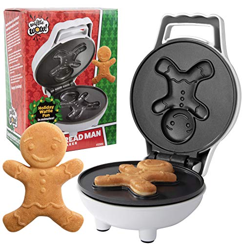 Gingerbread Man Mini Waffle Maker - Make this Christmas Special for Kids with Cute 4 Inch Waffler Iron, Electric Non Stick Breakfast Appliance for Xmas Holiday Season, Fun Gift or Dessert for Parties