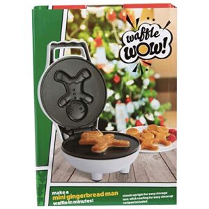 Gingerbread Man Mini Waffle Maker - Make this Christmas Special for Kids with Cute 4 Inch Waffler Iron, Electric Non Stick Breakfast Appliance for Xmas Holiday Season, Fun Gift or Dessert for Parties