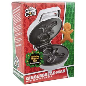 Gingerbread Man Mini Waffle Maker - Make this Christmas Special for Kids with Cute 4 Inch Waffler Iron, Electric Non Stick Breakfast Appliance for Xmas Holiday Season, Fun Gift or Dessert for Parties