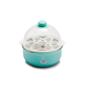 greenlife rapid egg cooker, 7 egg capacity for hard boiled, poached, scrambled and omelet tray, easy one switch, dishwasher safe parts, bpa-free, turquoise