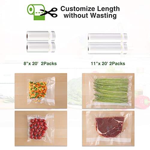 Vacuum Sealer Bags for Food - ITRUSOU 9-Layer Seal a Meal Bags with BPA Free, 4 Rolls 8"&11" Heavy Duty Vacuum Seal Bags for Food Saver or Sous Vide Meal Prep Bags