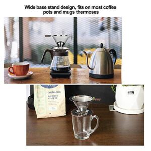 Pour Over Coffee Dripper , RealPero Coffee Filter Stainless Steel Paperless and Reusable , Professional Drip Brew Coffee Cone Strainer , Update Double Micro Mesh Filter with Cup Stand ,1-2 Cup