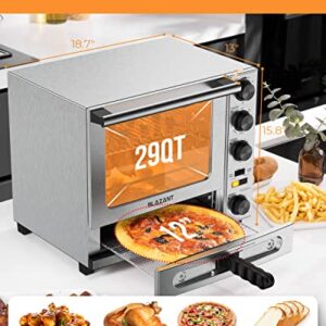 Toaster Oven Countertop, Dual Zone Toaster Oven Air Fryer Combo 29QT/28L Extra Large Capacity with 12 Inch Pizza Oven for Indoor (Max 550℉), for Roast Turkey, Stainless Steel Housing and Accessories Set, Quartz Heating Element(Good Heating Speed) BLAZANT