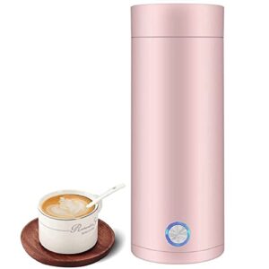 travel electric kettle, 400ml portable electric kettle for boiling water, water boiler with keep warm function, small portable kettle travel tea kettle with fast boil and automatic shut of (pink)