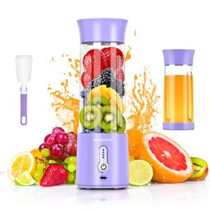 portable blender for shakes and smoothies,500ml electric juicer, 4000mah smoothie blender with bpa-free material, usb rechargeable fresh juice blender for travel, gym, outdoors, and home, lavender purple