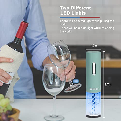 Gokilife Electric Wine Opener - Automatic Electric Wine Bottle Corkscrew Opener with Foil Cutter, One-click Button Rechargeable Remover for Wine Lovers Gift Home Kitchen Party Bar Wedding (Green)